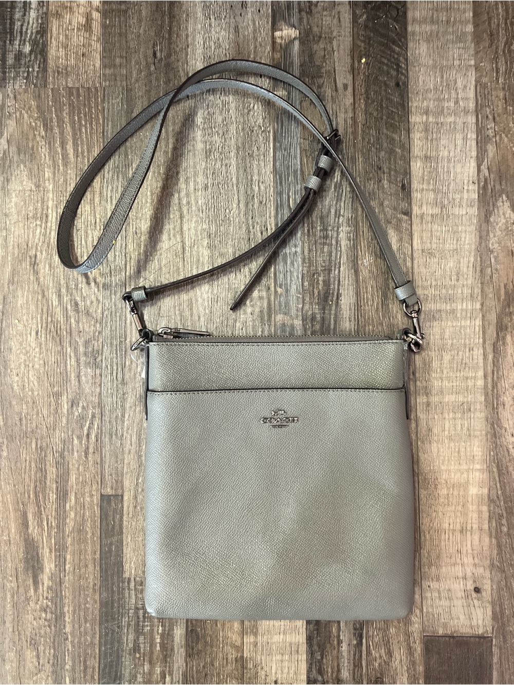 Coach Gray Pebbled Leather Crossbody Bag Purse